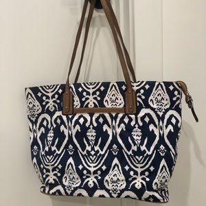 Stella & Dot tote bag - blue print